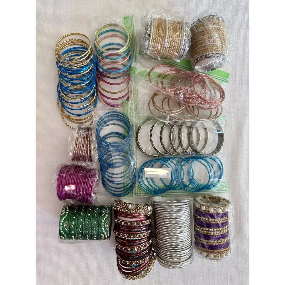 VINTAGE Bollywood Indian Bangle Bracelets LOT 43 Child Size Wedding Celebration
